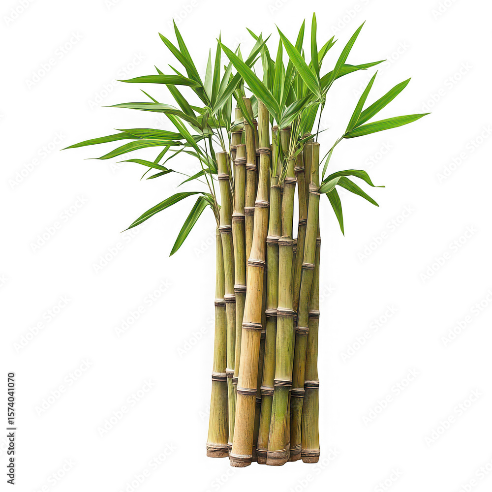 Obraz premium Tall green bamboo stalks with vibrant leaves plant