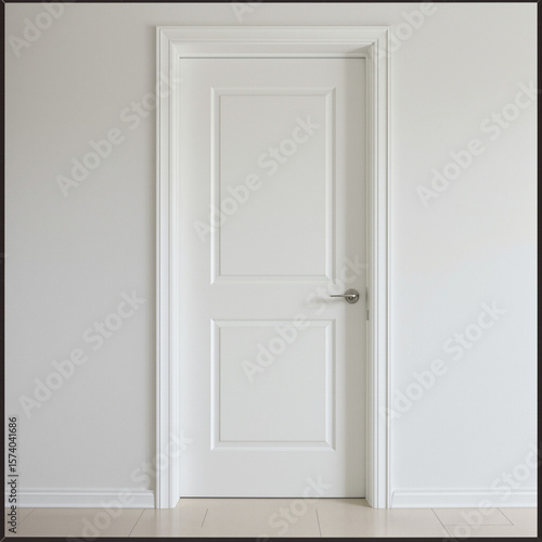 Wallpaper Mural Plain white door with trim on a light beige wall. Torontodigital.ca