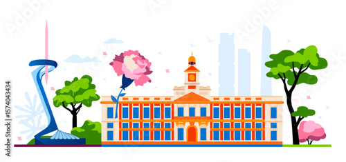 Travel to Spain - colorful flat design style illustration