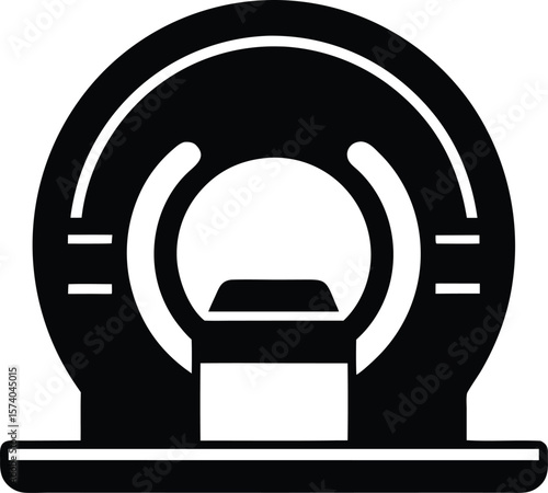 Mri machine silhouette medical imaging equipment diagnostic scanner icon vector illustration | Premium AI-generated vector
