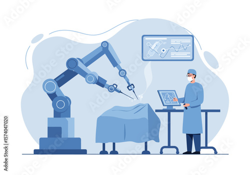 An illustration showcasing a collaborative medical scenario where an AI robot and a doctor are reviewing brain scans together.