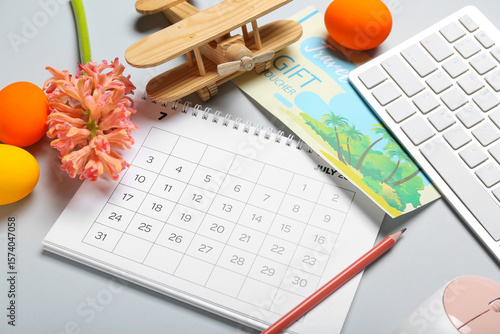 Travel voucher, calendar, w...