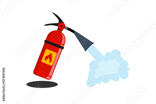 red fire extinguisher spraying water clip art preview