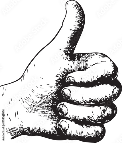 Positive gesture of a thumbs up hand symbol for feedback and approval