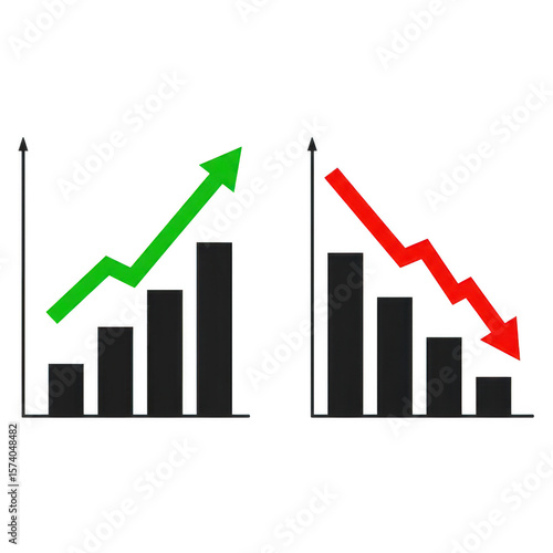 Free Download Two bar graphs showing opposite trends one increasing, one decreasing isolated on transparent background - GFXLoad