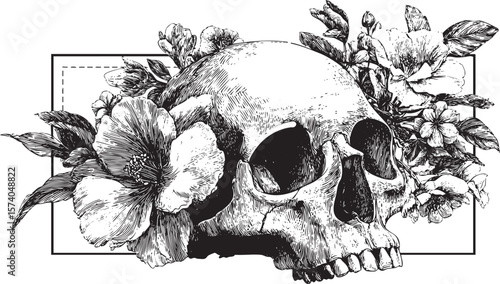 Floral skull design for art and decoration purposes