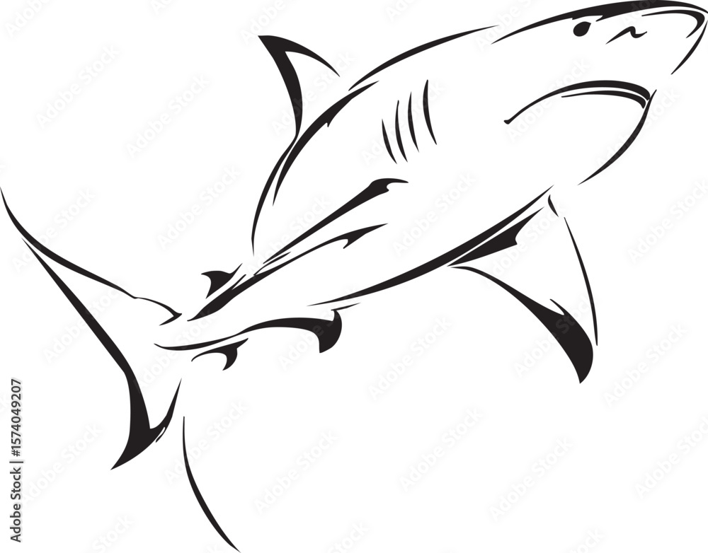 Fototapeta premium Powerful shark silhouette for marine conservation awareness campaign