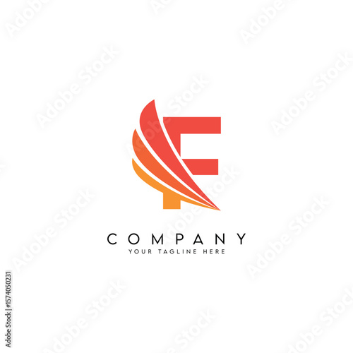 Abstract Wings Style Letter F Logo Template.