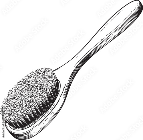 Detail of a skin brush for personal care with natural bristles