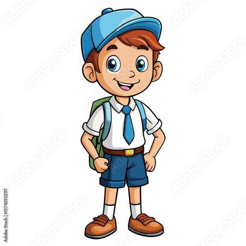 Cartoon boy in school uniform
