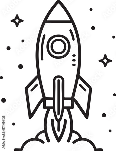 Rocket launch with stars and clouds for space exploration design