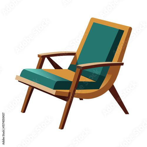 Isolated wooden folding beach chair for summer relaxation on a white background