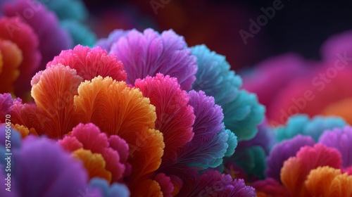 Colorful Floral Fantasy: A vibrant and imaginative display of multicolored, digitally enhanced flowers, showcasing a dynamic and captivating floral arrangement. 