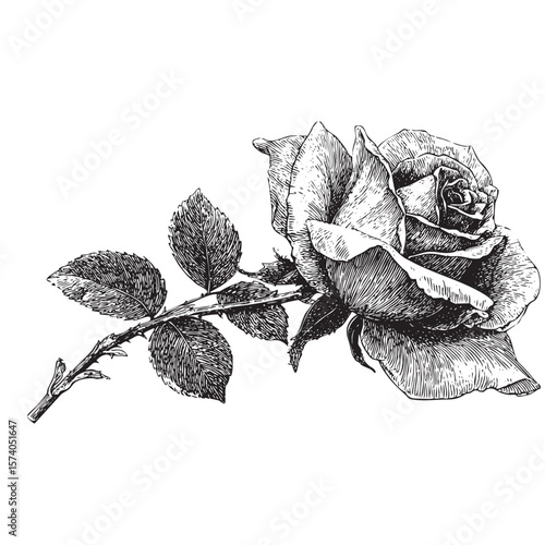 Beautiful rose drawing for decoration or design purpose