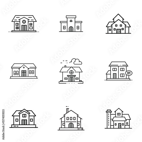 Outline Real Estate Icon Set