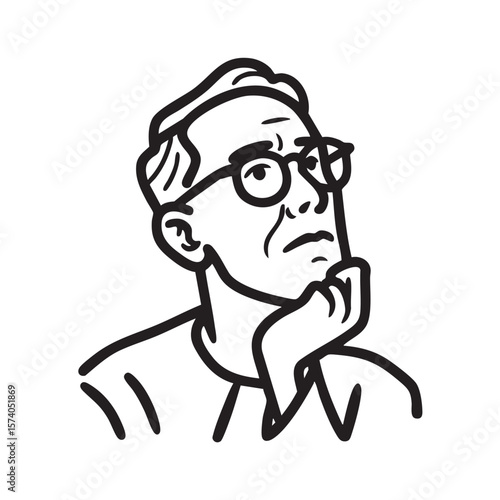 Thoughtful man in glasses contemplating ideas for creative design