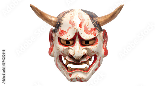 Japanese Oni Demon Mask, isolated on transparent background