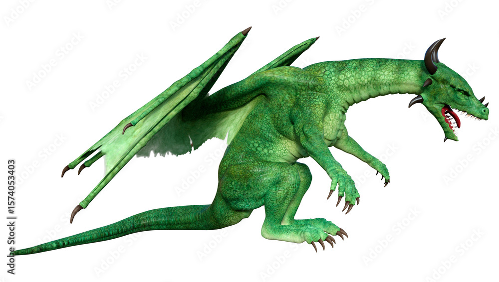 Fototapeta premium 3D Rendering Fairy Tale Dragon on White