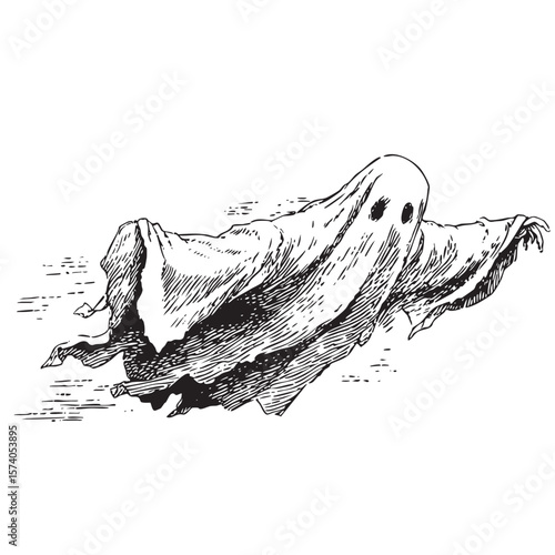 Classic ghost illustration for Halloween decorations and events