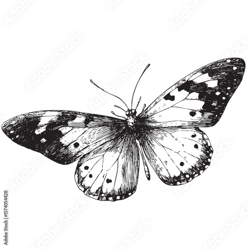 Detailed nature study of a butterfly showcasing intricate patterns