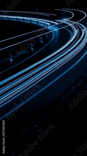 blue car lights at night. long exposure