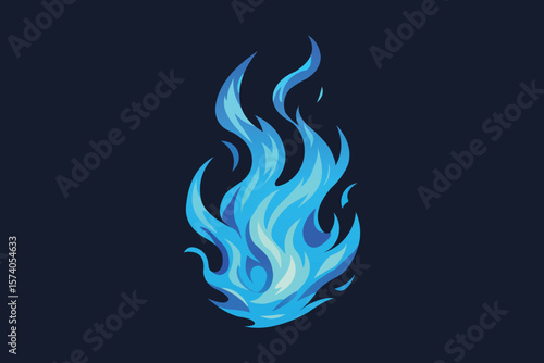 blue fire burning element cartoon