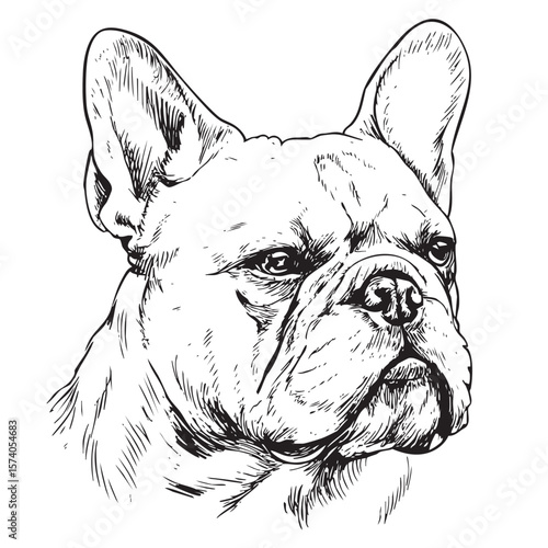French bulldog head sketch for art, decor, or pet themed design