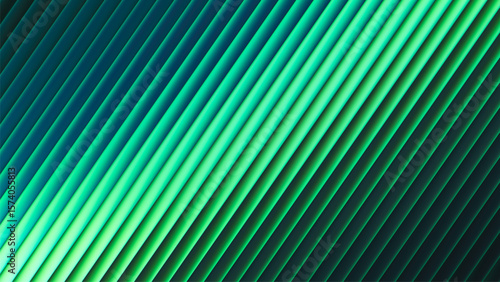 Futuristic neon texture with vibrant shades of blue green gradients and bright smooth fluted diagonal lines. Bold dynamic design blending smooth tones and radiant colors for modern visual art project