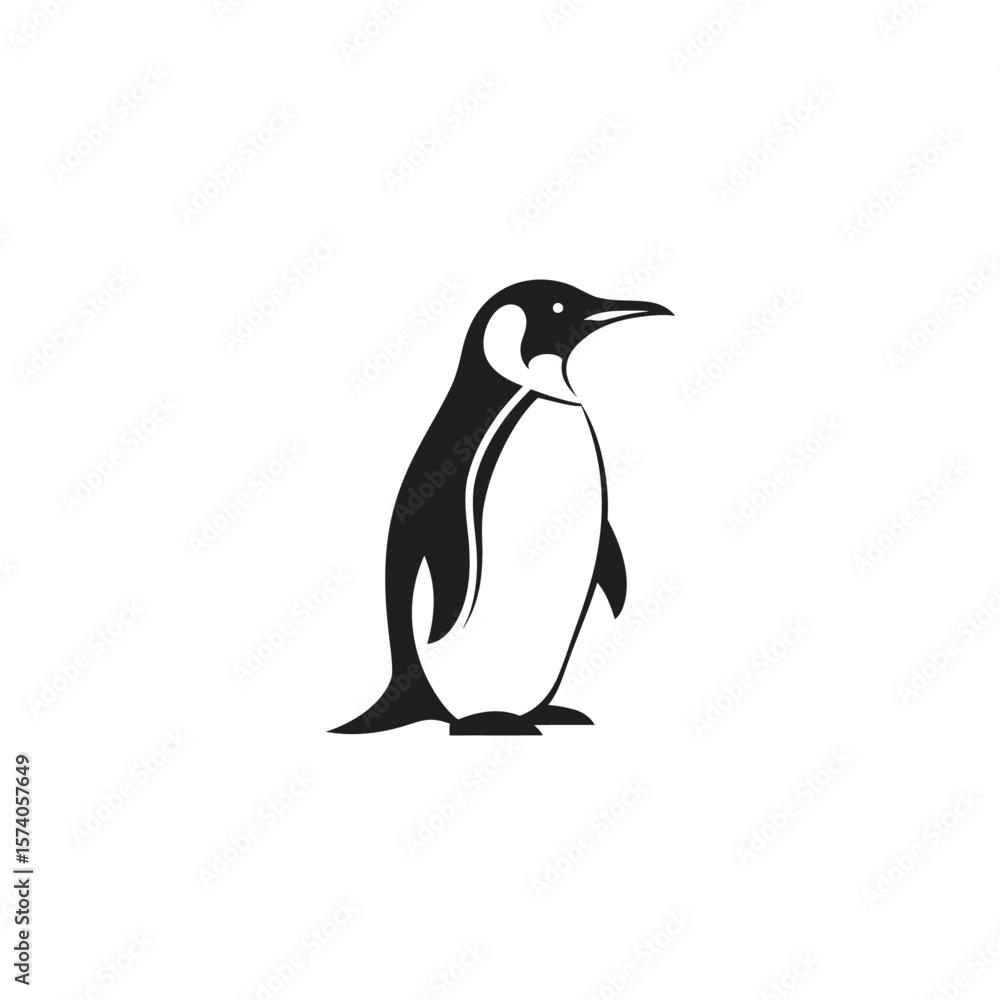 Obraz premium Penguin logo vector. Simple black and white animal symbol. Minimalist bird mascot icon.