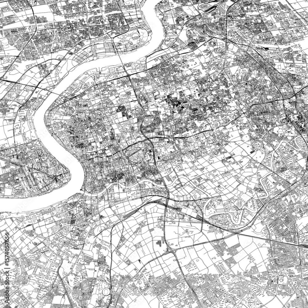 Obraz premium 3D illustration of city and urban in Shanghai China
