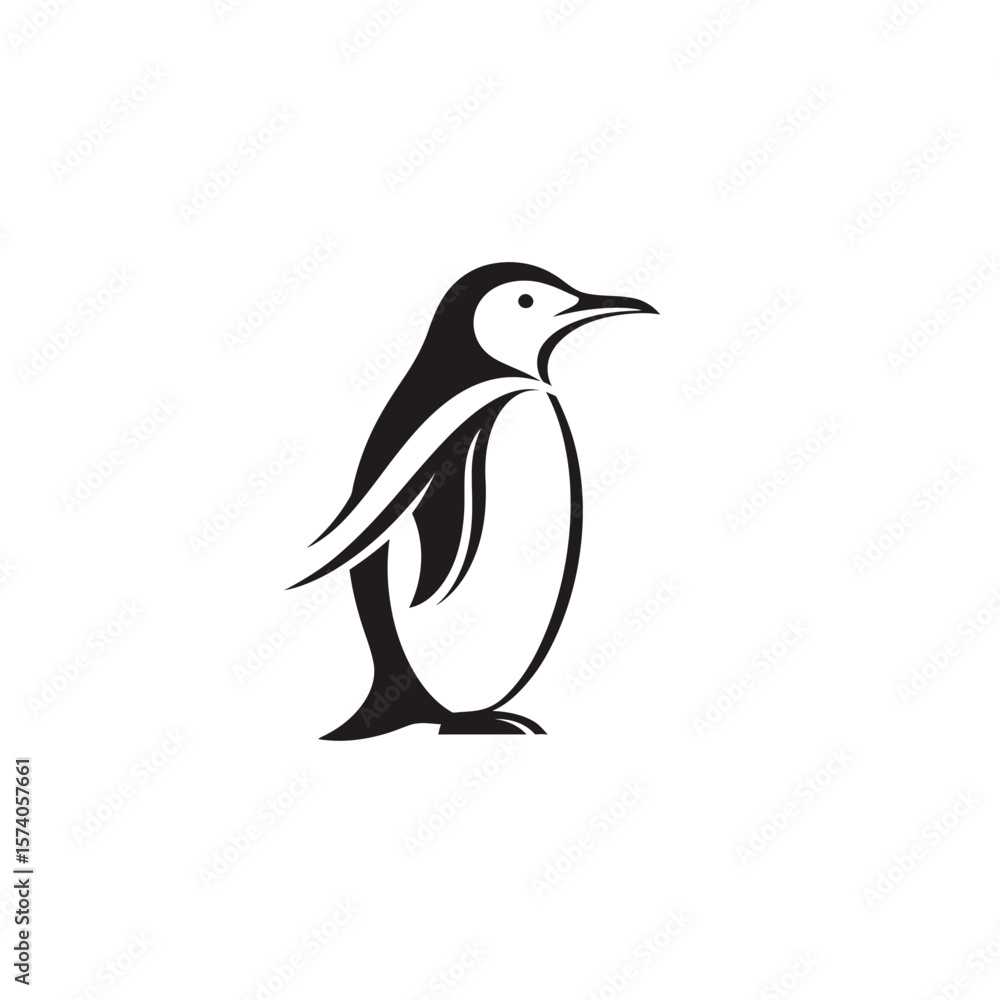 Obraz premium Penguin logo vector. Simple black and white animal symbol. Minimalist bird mascot icon. 
