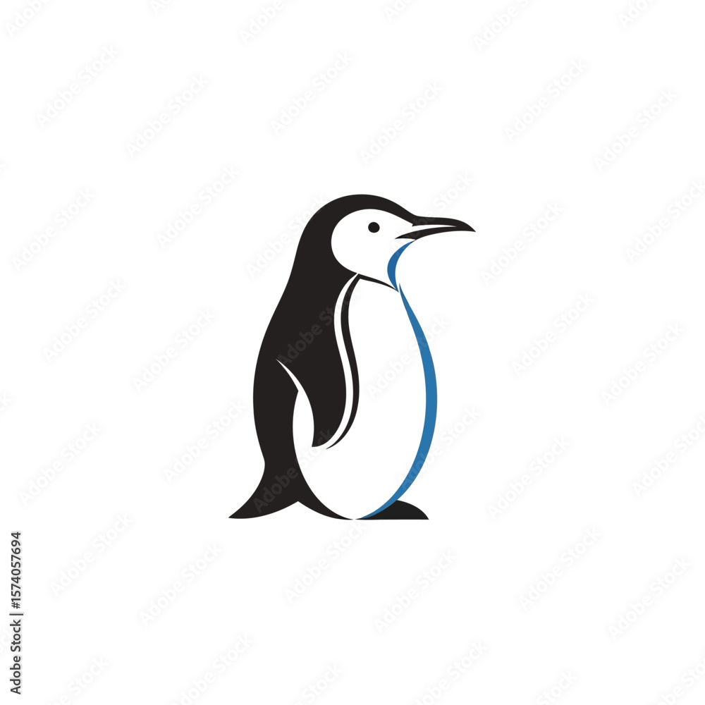 Fototapeta premium Penguin logo vector. Simple black and white animal symbol. Minimalist bird mascot icon.