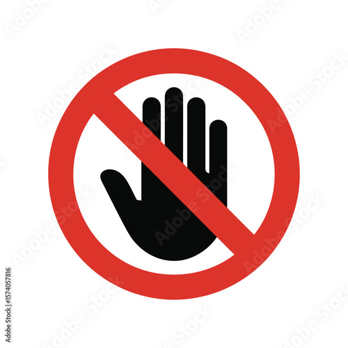 High-Resolution Do Not Touch Vector  Icon Symbol Red Circle Stop Hand Graphic.