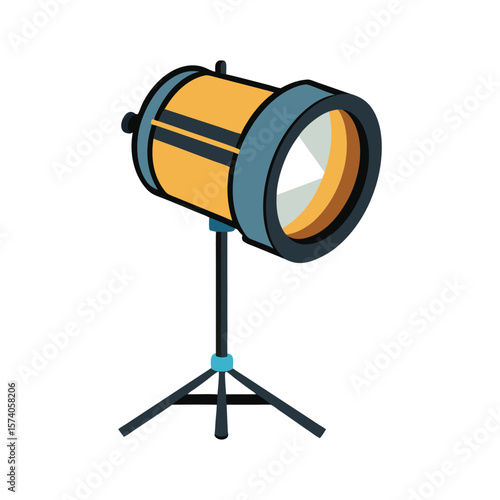 White studio photo flash equipment with black lens, isolated for photography
