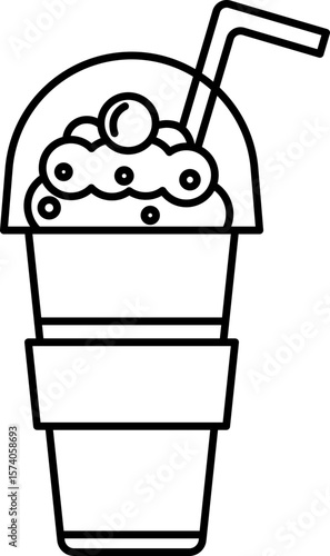 Outline frappe glass icon for cafe menus, summer promotions, websites, apps, and packaging designs. Editable vector stroke.