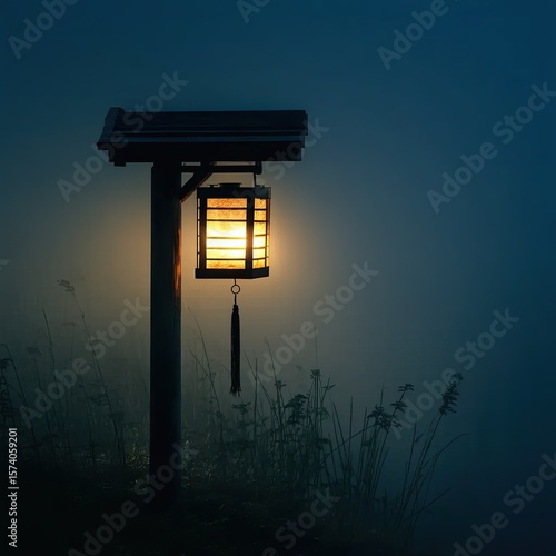Old street lamp in the fog