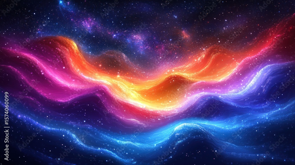 Obraz premium An Enchanting Cosmic Dance of Colors, Nebulae and Stardust Symphony