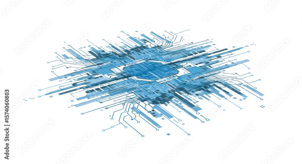 Fototapeta premium Circuit Board Design: Creating a Transparent Background Effect with 3D Modeling Software