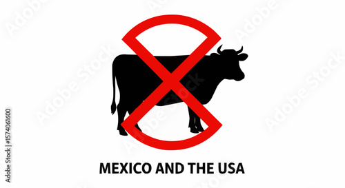 "No Beef" symbol with the text "MEXICO AND THE USA"