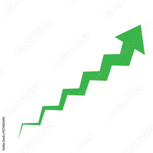 Red arrow on a 3D business graph illustrating financial market growth and profit success