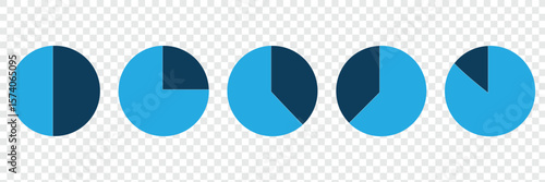 Pie chart set. Circle percentage diagram for application infographic, UI, web design, business presentation, marketing map or download progress vector illustration isolated white background in EPS 10.
