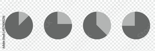 Pie chart set. Circle percentage diagram for application infographic, UI, web design, business presentation, marketing map or download progress vector illustration isolated white background in EPS 10.