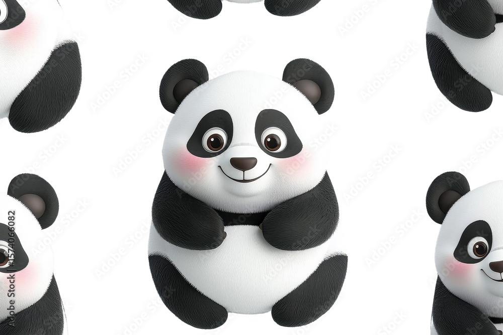 A 3D cartoon character of a panda, isolate on white background, perfect for fun designs. PNG A 3D cartoon character of a panda, isolate on white background, perfect for fun designs. PNG