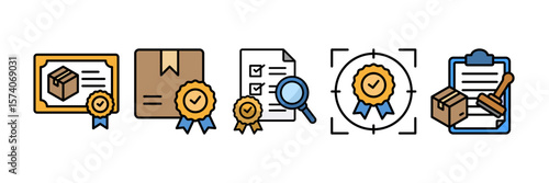 Quality Assurance Icon Set Multiple Style Collection, Containing design Quality Certification, Certified Product, Quality Control, Quality Focus, Validity