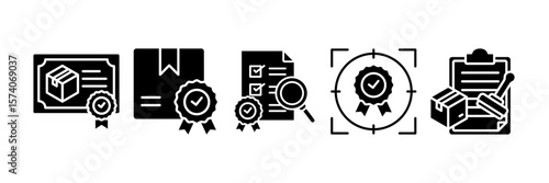 Quality Assurance Icon Set Multiple Style Collection, Containing design Quality Certification, Certified Product, Quality Control, Quality Focus, Validity