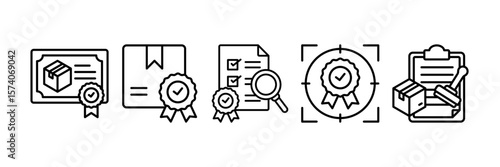 Quality Assurance Icon Set Multiple Style Collection, Containing design Quality Certification, Certified Product, Quality Control, Quality Focus, Validity