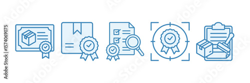 Quality Assurance Icon Set Multiple Style Collection, Containing design Quality Certification, Certified Product, Quality Control, Quality Focus, Validity