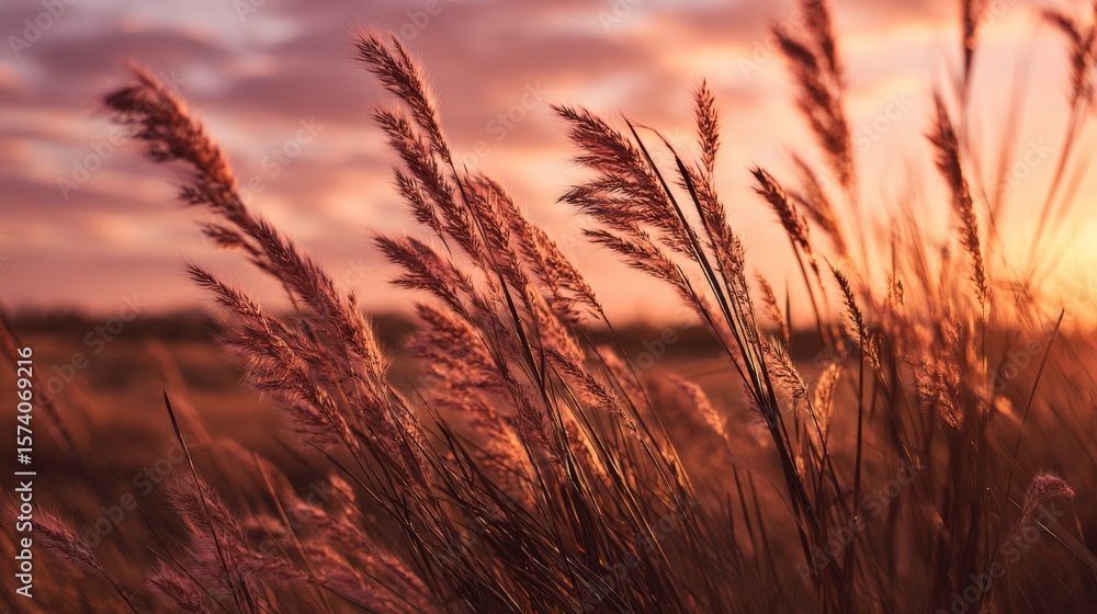 A golden grassland at sunset, with the sky painted in hues of orange and pink. A golden grassland at sunset, with the sky painted in hues of orange and pink.