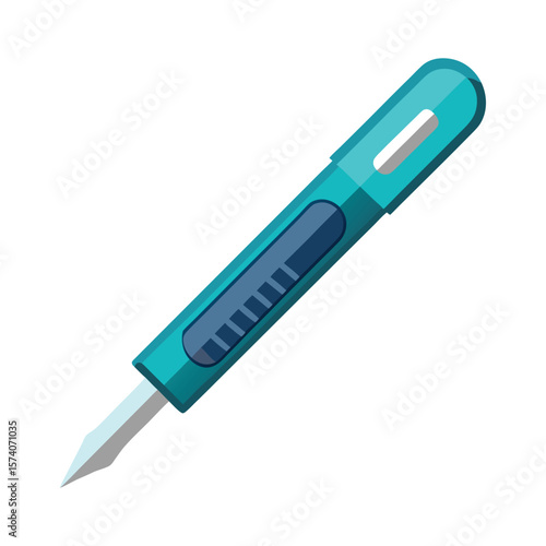 Digital medical thermometer with blue display and pen icon