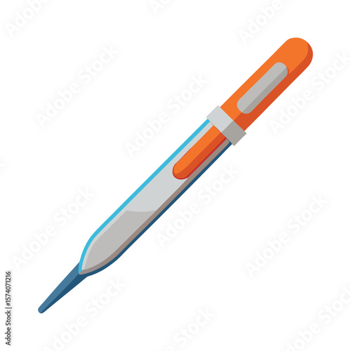 Blue plastic ballpoint pen, a vector illustration of an office writing tool